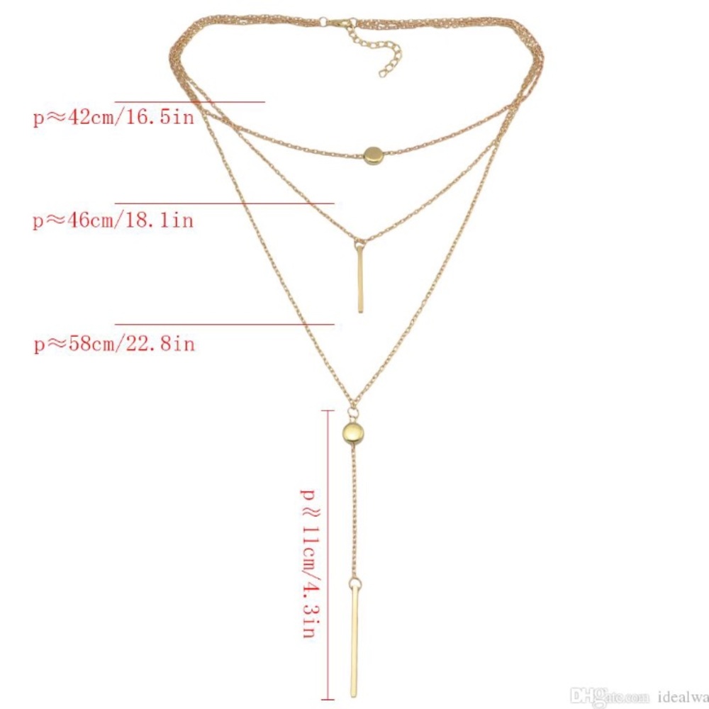 Layered gold chain choker summer necklace - Picture 6 of 6